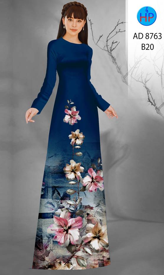 Vải Áo Dài Hoa In 3D Kiểu Mới AD 8763 52 Vải Áo Dài Hoa In 3D Kiểu Mới AD 8763