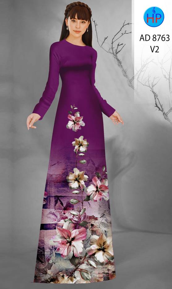 Vải Áo Dài Hoa In 3D Kiểu Mới AD 8763 50 Vải Áo Dài Hoa In 3D Kiểu Mới AD 8763