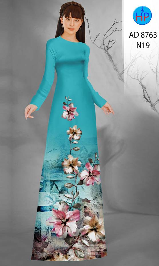Vải Áo Dài Hoa In 3D Kiểu Mới AD 8763 48 Vải Áo Dài Hoa In 3D Kiểu Mới AD 8763