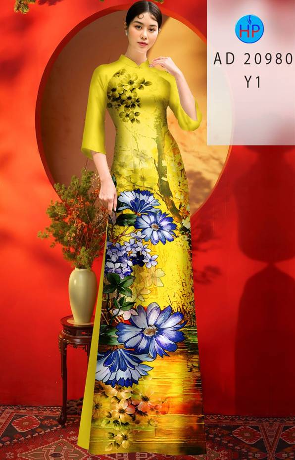 Vải Áo Dài Hoa Cúc Thiết Kế 2021 AD 20980