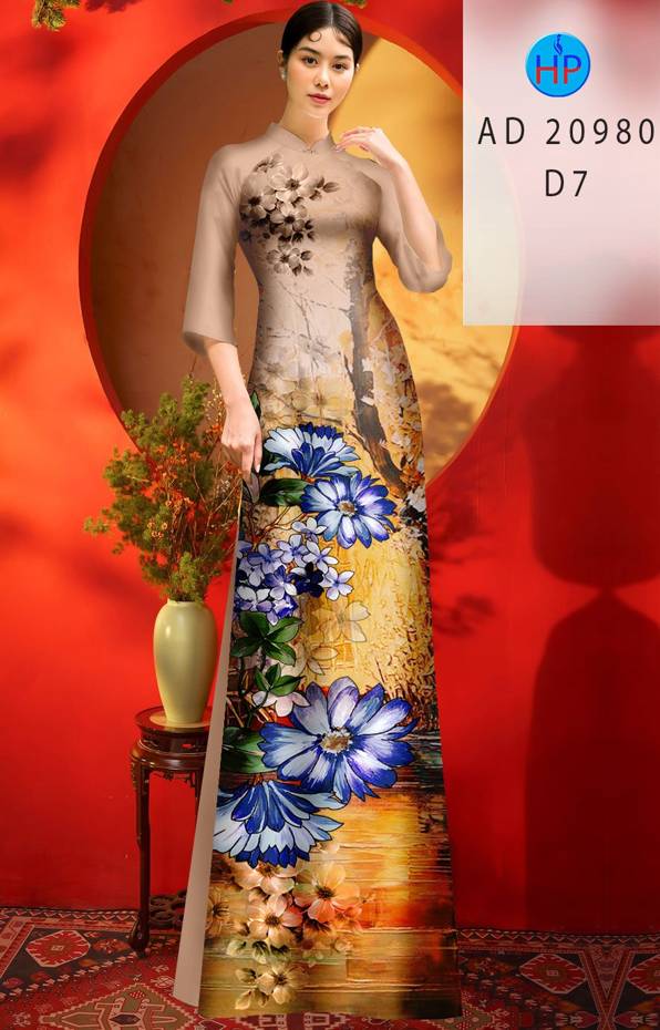 Vải Áo Dài Hoa Cúc Thiết Kế 2021 AD 20980