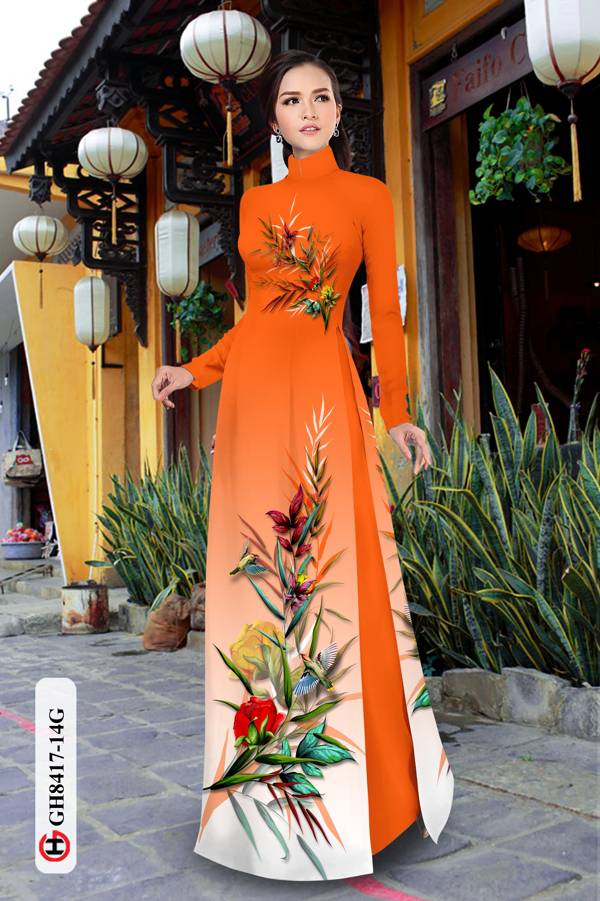 Vải Áo Dài Hoa In 3D Kiểu Mới AD GH8417 35 Vải Áo Dài Hoa In 3D Kiểu Mới AD GH8417