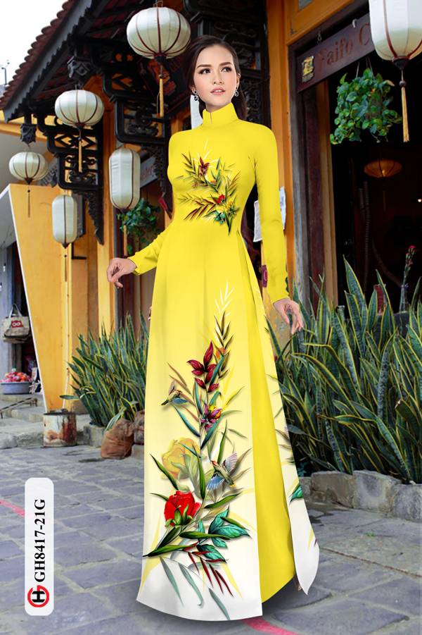 Vải Áo Dài Hoa In 3D Kiểu Mới AD GH8417 34 Vải Áo Dài Hoa In 3D Kiểu Mới AD GH8417