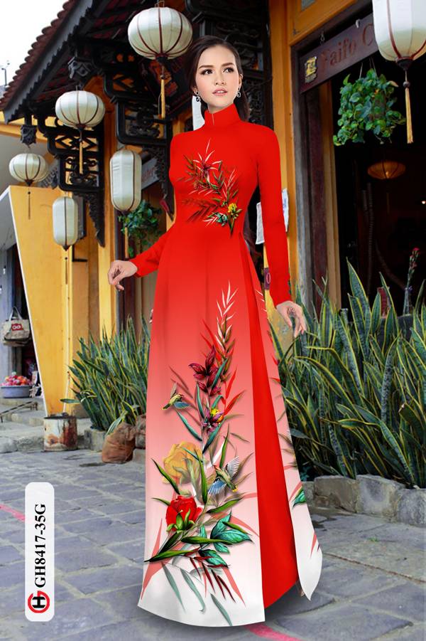 Vải Áo Dài Hoa In 3D Kiểu Mới AD GH8417 36 Vải Áo Dài Hoa In 3D Kiểu Mới AD GH8417