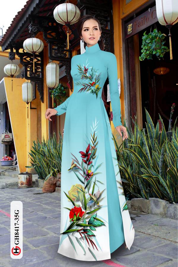 Vải Áo Dài Hoa In 3D Kiểu Mới AD GH8417 37 Vải Áo Dài Hoa In 3D Kiểu Mới AD GH8417