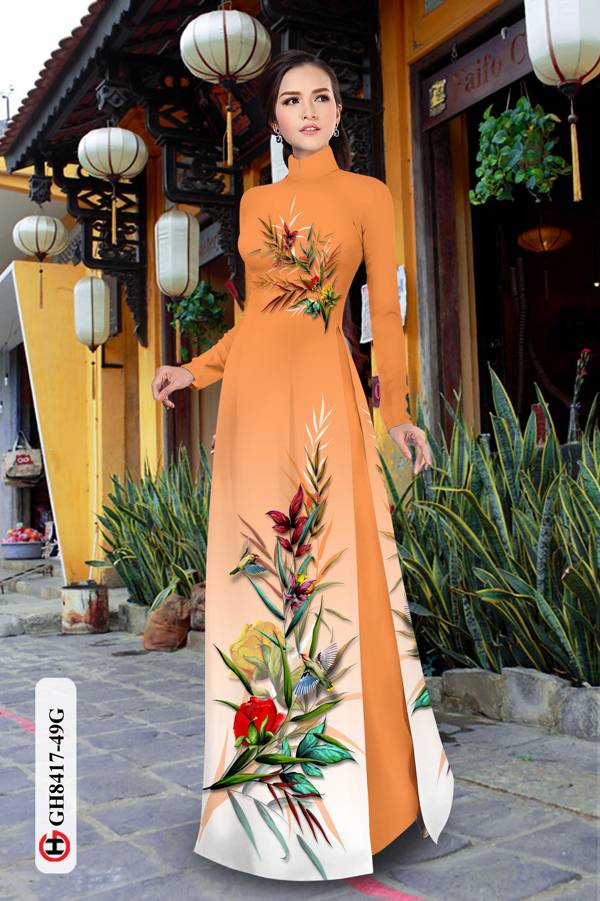 Vải Áo Dài Hoa In 3D Kiểu Mới AD GH8417 38 Vải Áo Dài Hoa In 3D Kiểu Mới AD GH8417
