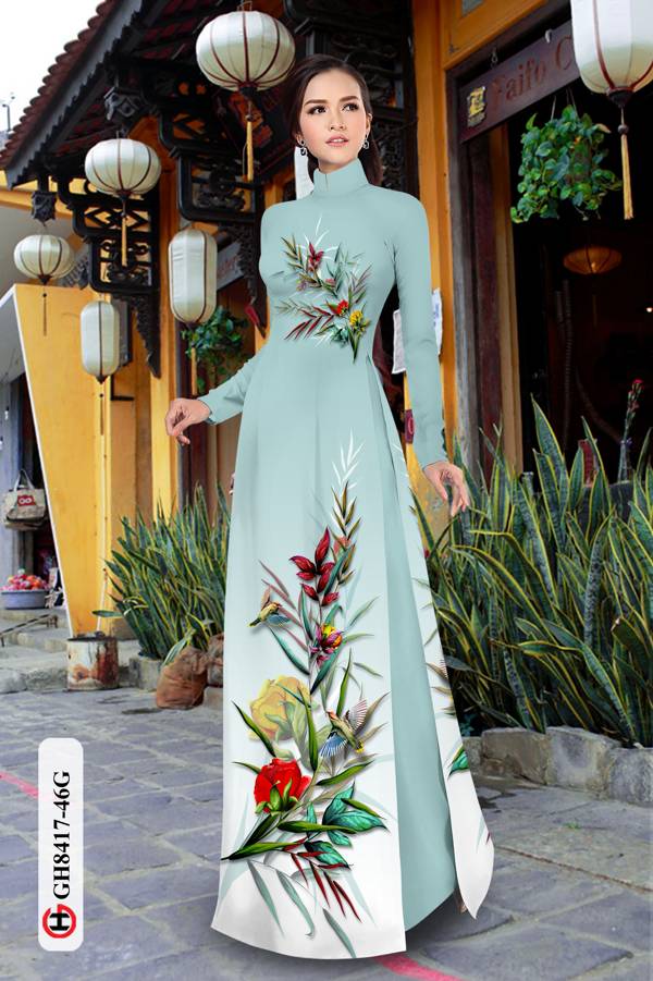 Vải Áo Dài Hoa In 3D Kiểu Mới AD GH8417 40 Vải Áo Dài Hoa In 3D Kiểu Mới AD GH8417