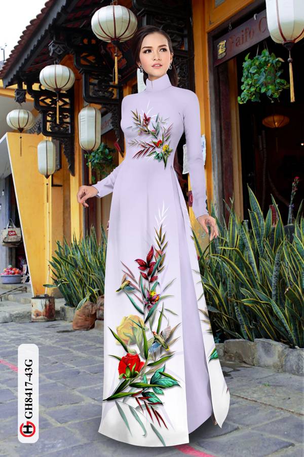 Vải Áo Dài Hoa In 3D Kiểu Mới AD GH8417 41 Vải Áo Dài Hoa In 3D Kiểu Mới AD GH8417