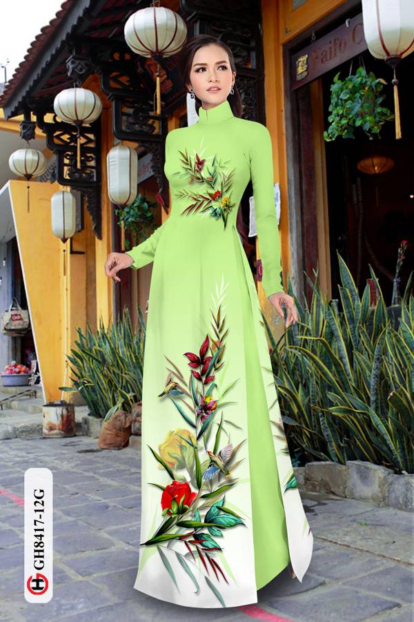 Vải Áo Dài Hoa In 3D Kiểu Mới AD GH8417 44 Vải Áo Dài Hoa In 3D Kiểu Mới AD GH8417