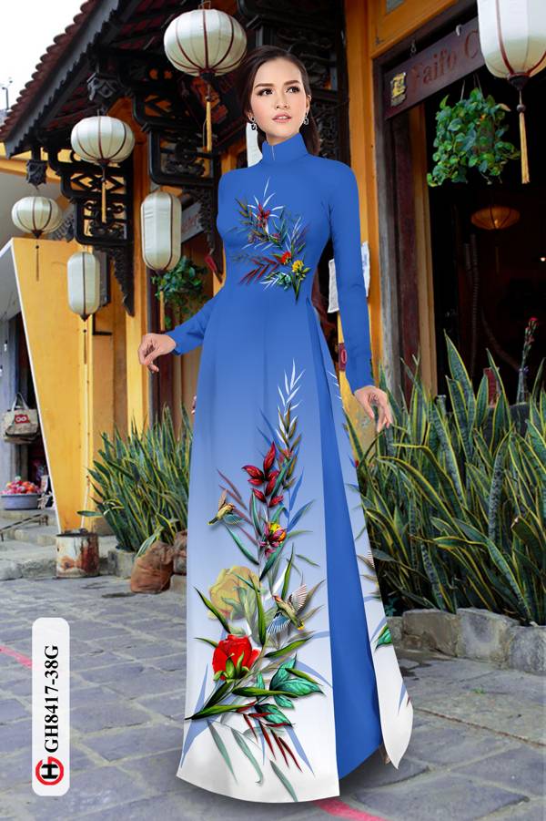 Vải Áo Dài Hoa In 3D Kiểu Mới AD GH8417 46 Vải Áo Dài Hoa In 3D Kiểu Mới AD GH8417