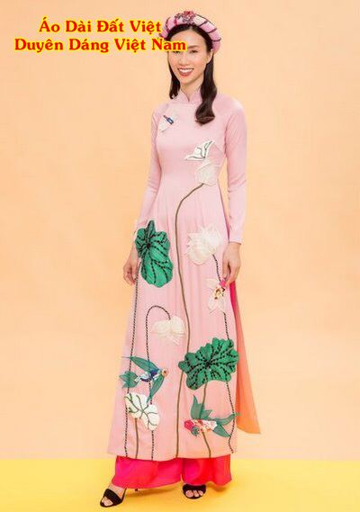 Áo Dài Vẽ Hoa Sen Độc Đáo AD VE110501 12 Áo Dài Vẽ Hoa Sen Độc Đáo AD VE110501