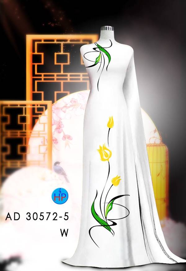 Vải Áo Dài Hoa In 3D Kiểu Mới AD 30572 94 Vải Áo Dài Hoa In 3D Kiểu Mới AD 30572