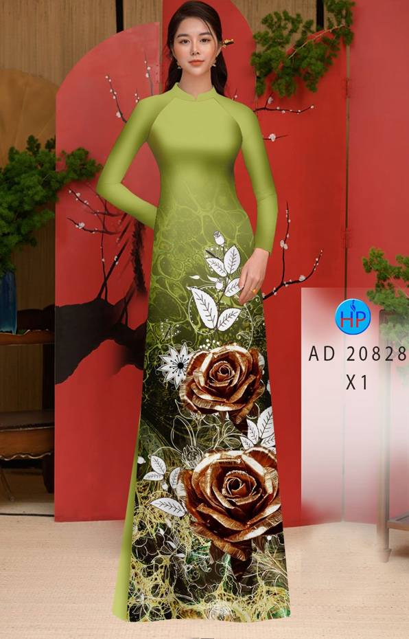 Vải Áo Dài Hoa Hồng Vừa Ra  AD 20828