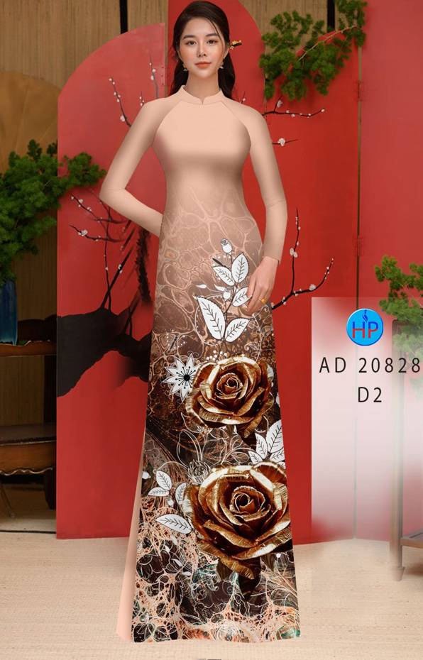 Vải Áo Dài Hoa Hồng Vừa Ra  AD 20828