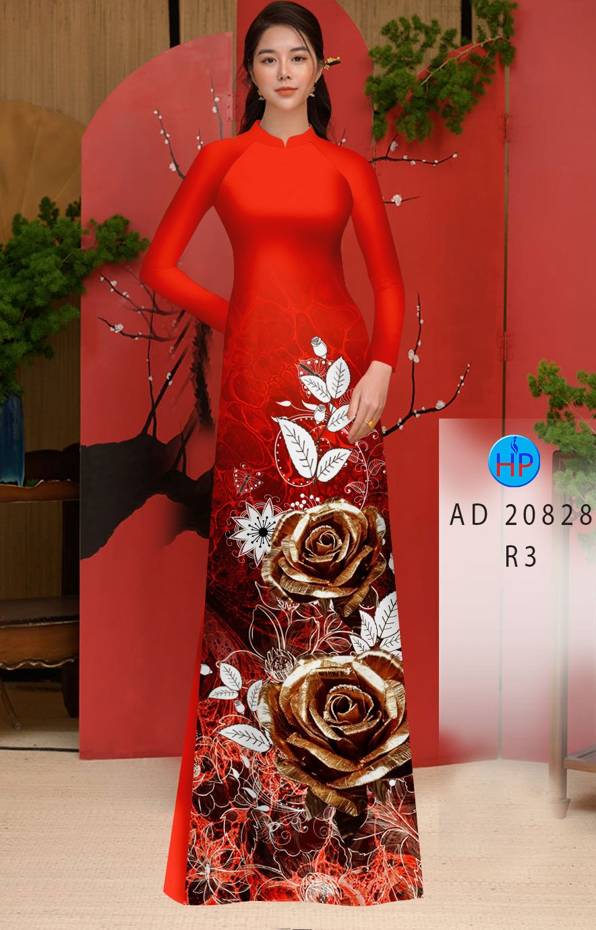 Vải Áo Dài Hoa Hồng Vừa Ra  AD 20828