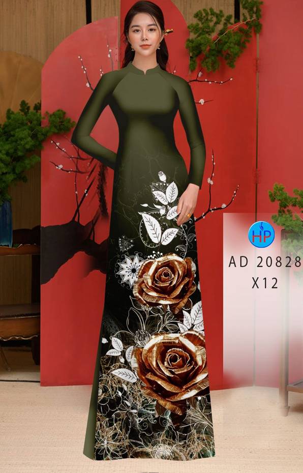 Vải Áo Dài Hoa Hồng Vừa Ra  AD 20828