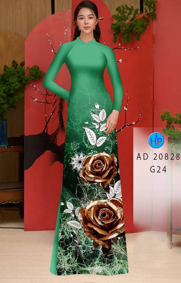 Vải Áo Dài Hoa Hồng Vừa Ra  AD 20828