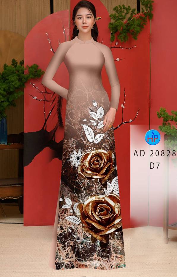Vải Áo Dài Hoa Hồng Vừa Ra  AD 20828
