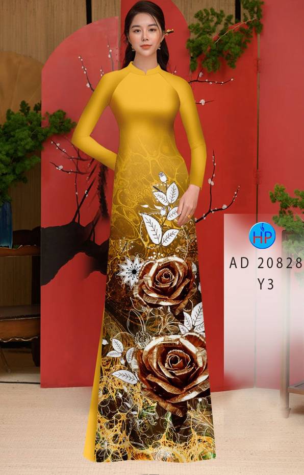 Vải Áo Dài Hoa Hồng Vừa Ra  AD 20828