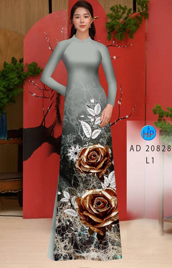 Vải Áo Dài Hoa Hồng Vừa Ra  AD 20828