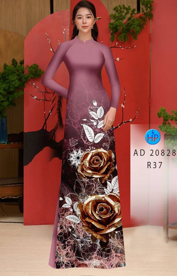 Vải Áo Dài Hoa Hồng Vừa Ra  AD 20828