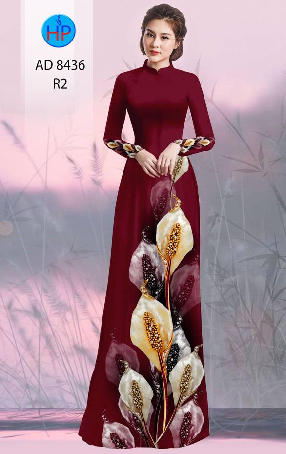 Vải Áo Dài Hoa Hồng Môn Độc Đáo AD 8436