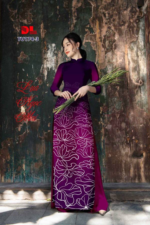 Vải Áo Dài Hình Lá Sen Vừa Ra AD TU174 26 Vải Áo Dài Hình Lá Sen Vừa Ra AD TU174