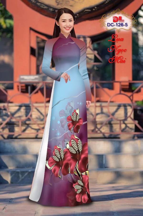 Vải Áo Dài Hoa In 3D Thiết Kế 2021 AD DC126 16 Vải Áo Dài Hoa In 3D Thiết Kế 2021 AD DC126
