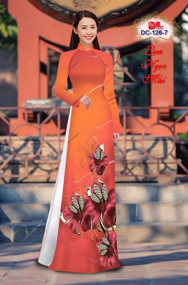 Vải Áo Dài Hoa In 3D Thiết Kế 2021 AD DC126 18 Vải Áo Dài Hoa In 3D Thiết Kế 2021 AD DC126