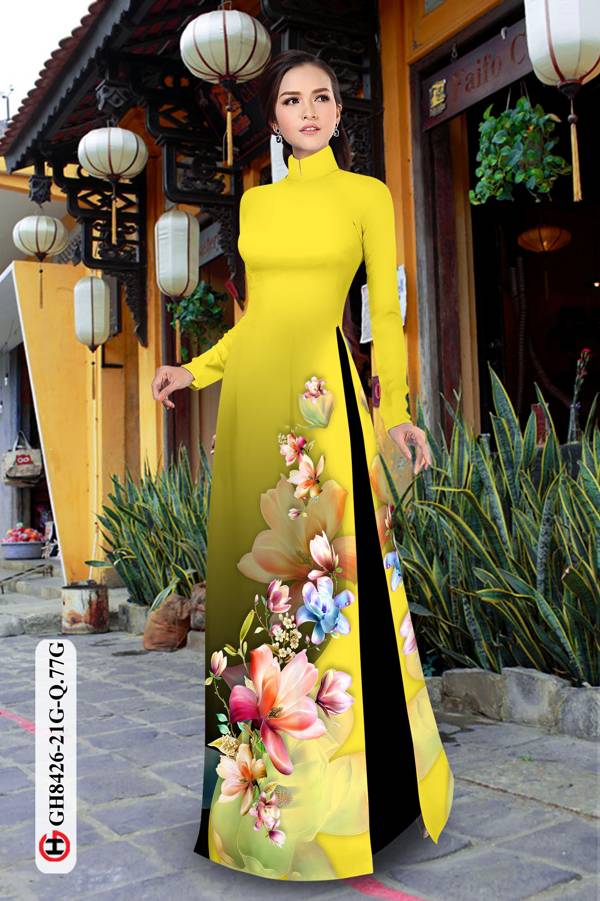 Vải Áo Dài Hoa In 3D Kiểu Mới AD GH8426 34 Vải Áo Dài Hoa In 3D Kiểu Mới AD GH8426