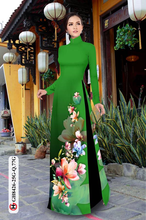 Vải Áo Dài Hoa In 3D Kiểu Mới AD GH8426 33 Vải Áo Dài Hoa In 3D Kiểu Mới AD GH8426