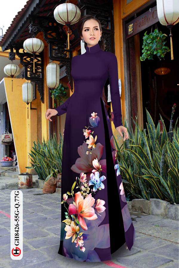 Vải Áo Dài Hoa In 3D Kiểu Mới AD GH8426 37 Vải Áo Dài Hoa In 3D Kiểu Mới AD GH8426