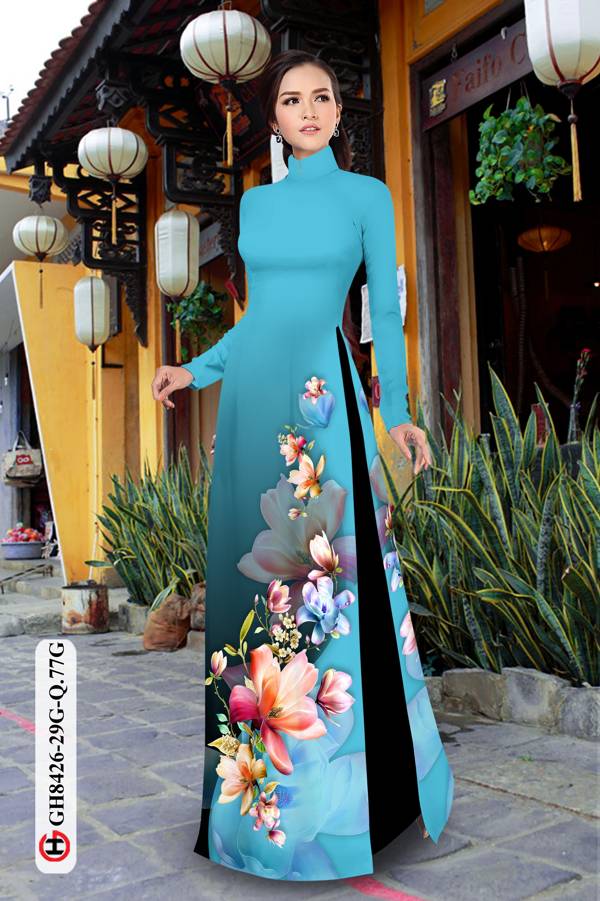 Vải Áo Dài Hoa In 3D Kiểu Mới AD GH8426 40 Vải Áo Dài Hoa In 3D Kiểu Mới AD GH8426