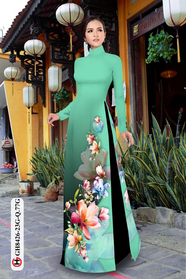 Vải Áo Dài Hoa In 3D Kiểu Mới AD GH8426 41 Vải Áo Dài Hoa In 3D Kiểu Mới AD GH8426