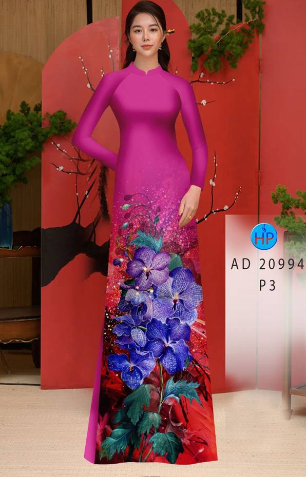 Vải Áo Dài Hoa In 3D Độc Đáo AD 20994 40 Vải Áo Dài Hoa In 3D Độc Đáo AD 20994