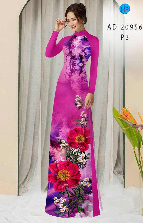 Vải Áo Dài Hoa In 3D Kiểu Mới AD 20956 40 Vải Áo Dài Hoa In 3D Kiểu Mới AD 20956