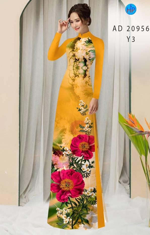 Vải Áo Dài Hoa In 3D Kiểu Mới AD 20956 48 Vải Áo Dài Hoa In 3D Kiểu Mới AD 20956