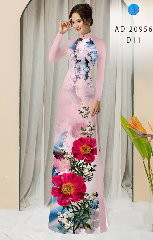 Vải Áo Dài Hoa In 3D Kiểu Mới AD 20956 50 Vải Áo Dài Hoa In 3D Kiểu Mới AD 20956