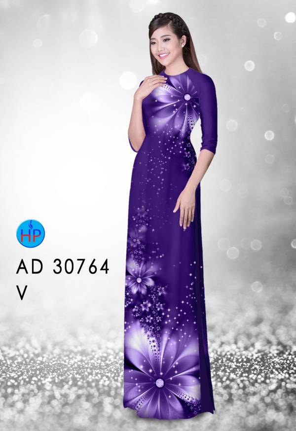 Vải Áo Dài Hoa In 3D Kiểu Mới AD 30764 43 Vải Áo Dài Hoa In 3D Kiểu Mới AD 30764