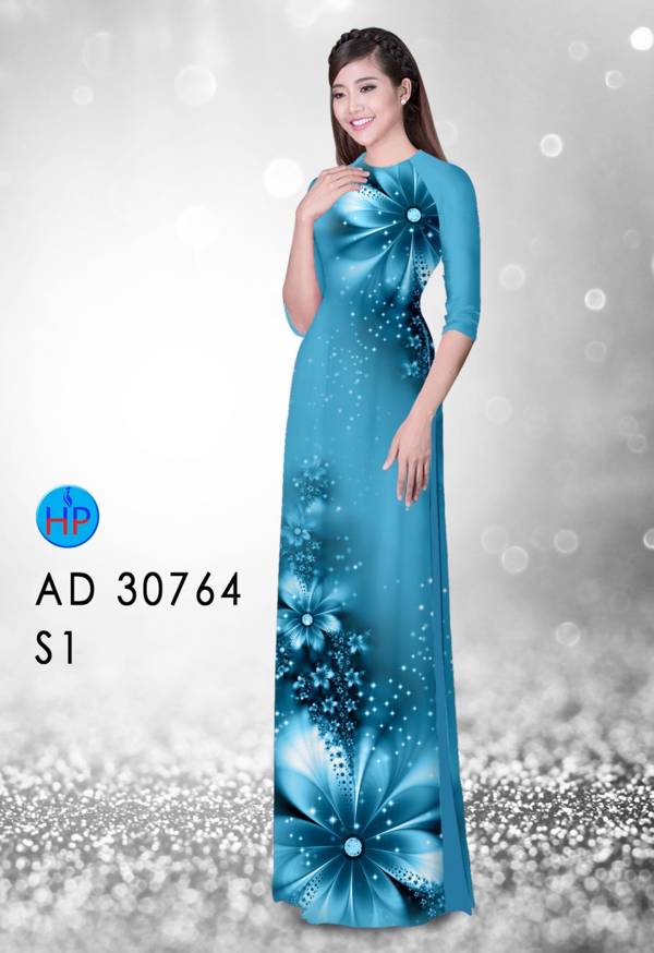 Vải Áo Dài Hoa In 3D Kiểu Mới AD 30764 50 Vải Áo Dài Hoa In 3D Kiểu Mới AD 30764