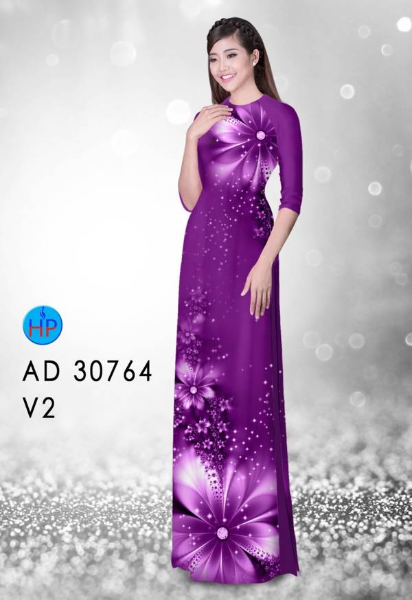 Vải Áo Dài Hoa In 3D Kiểu Mới AD 30764 55 Vải Áo Dài Hoa In 3D Kiểu Mới AD 30764