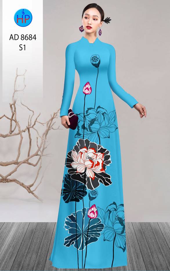 Vải Áo Dài Hoa Sen Độc Đáo AD 8684 40 Vải Áo Dài Hoa Sen Độc Đáo AD 8684