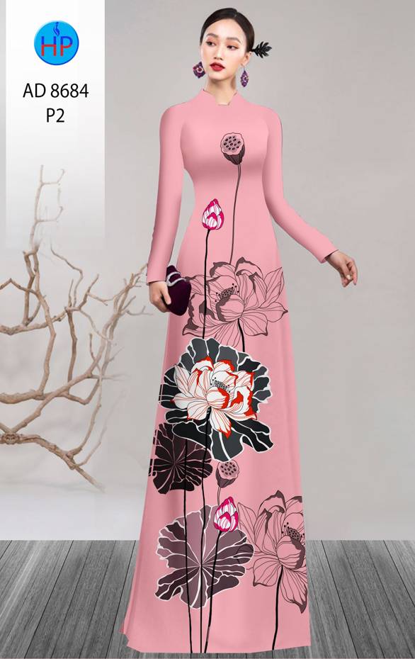 Vải Áo Dài Hoa Sen Độc Đáo AD 8684 44 Vải Áo Dài Hoa Sen Độc Đáo AD 8684
