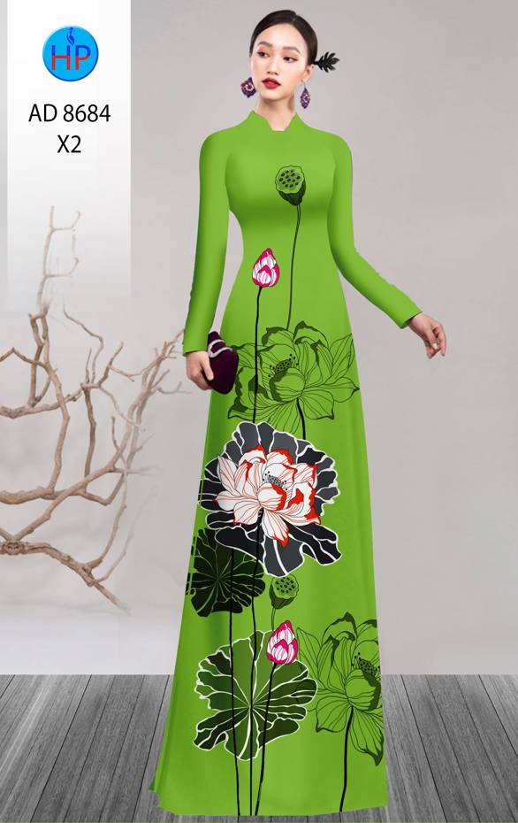 Vải Áo Dài Hoa Sen Độc Đáo AD 8684 52 Vải Áo Dài Hoa Sen Độc Đáo AD 8684