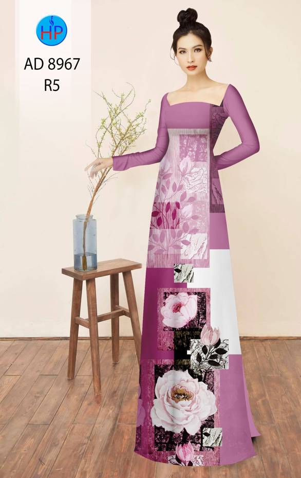 Vải Áo Dài Hoa In 3D Kiểu Mới AD 8967 44 Vải Áo Dài Hoa In 3D Kiểu Mới AD 8967