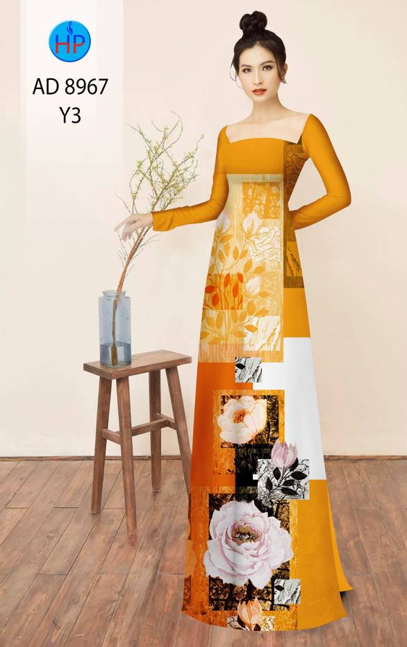 Vải Áo Dài Hoa In 3D Kiểu Mới AD 8967 45 Vải Áo Dài Hoa In 3D Kiểu Mới AD 8967
