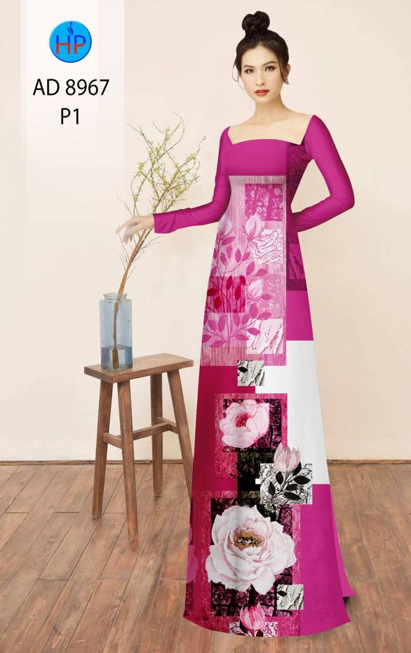 Vải Áo Dài Hoa In 3D Kiểu Mới AD 8967 47 Vải Áo Dài Hoa In 3D Kiểu Mới AD 8967