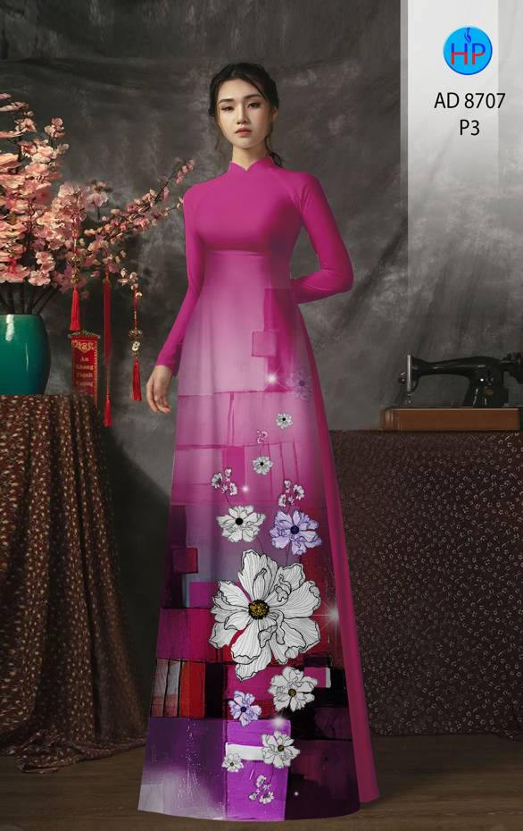 Vải Áo Dài Hoa In 3D Vừa Ra AD 8707 37 Vải Áo Dài Hoa In 3D Vừa Ra  AD 8707