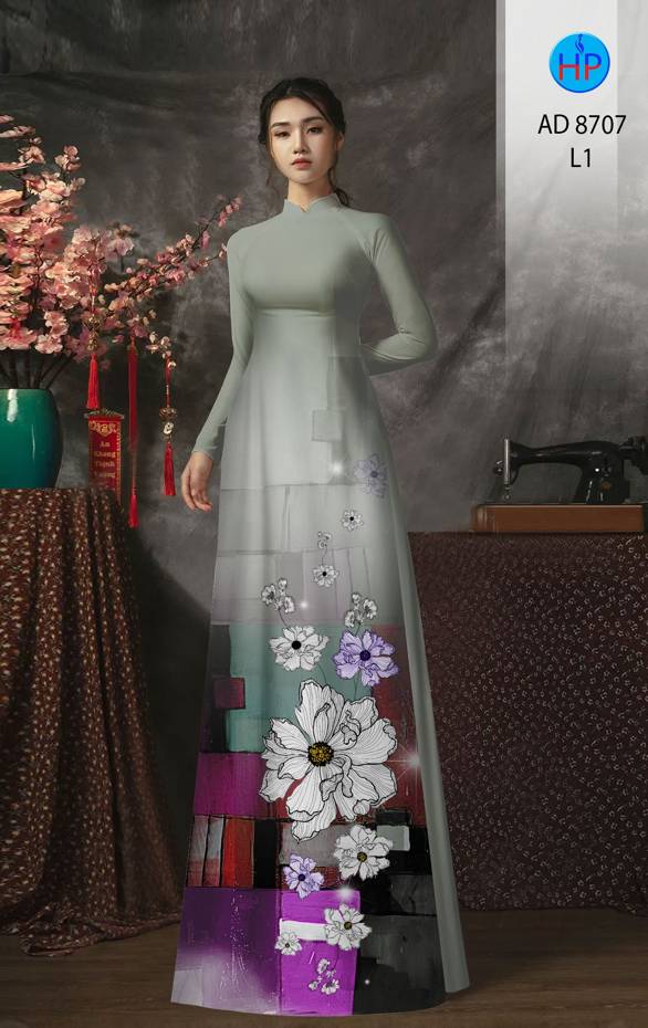 Vải Áo Dài Hoa In 3D Vừa Ra AD 8707 38 Vải Áo Dài Hoa In 3D Vừa Ra  AD 8707