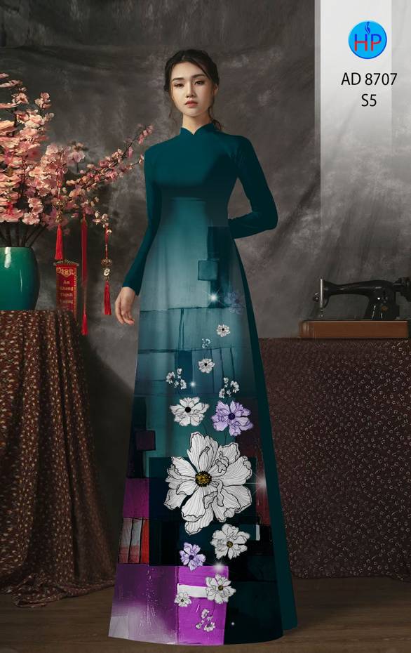 Vải Áo Dài Hoa In 3D Vừa Ra AD 8707 43 Vải Áo Dài Hoa In 3D Vừa Ra  AD 8707